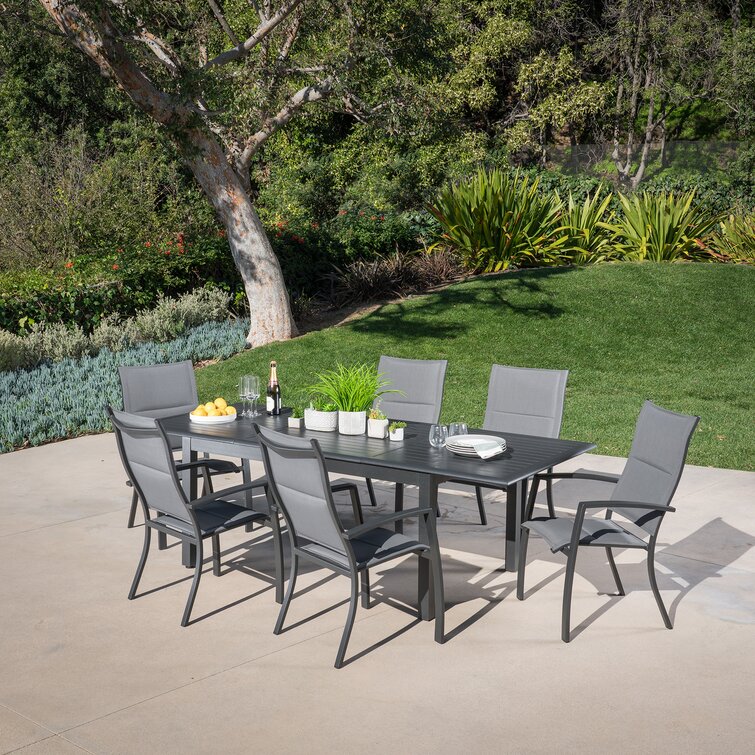 7 piece outdoor dining set with sling chairs hot sale